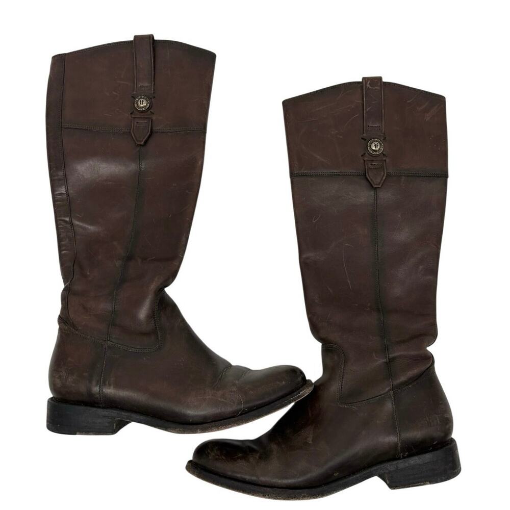 Frye Jayden Tall Dark Brown Riding Boots Side Zipper Women’s 9 Equestrian